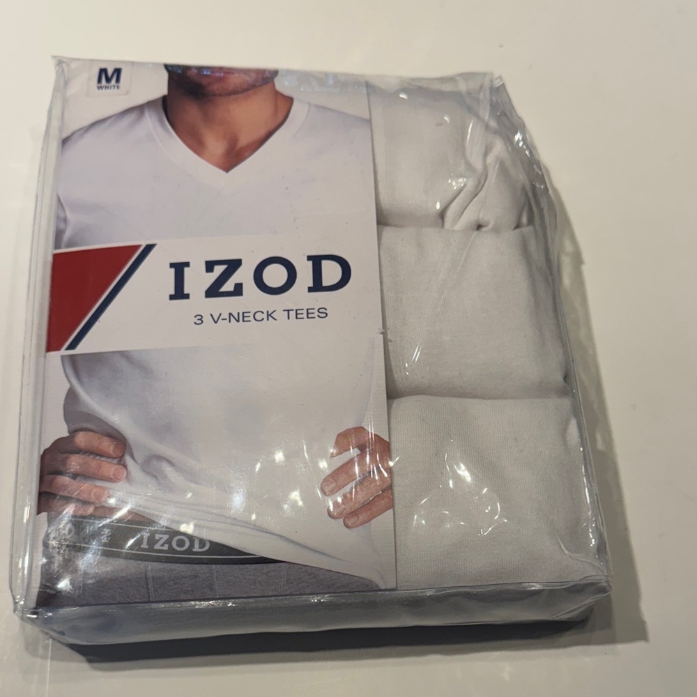 IZOD White V-Neck T-Shirts Pack- 3